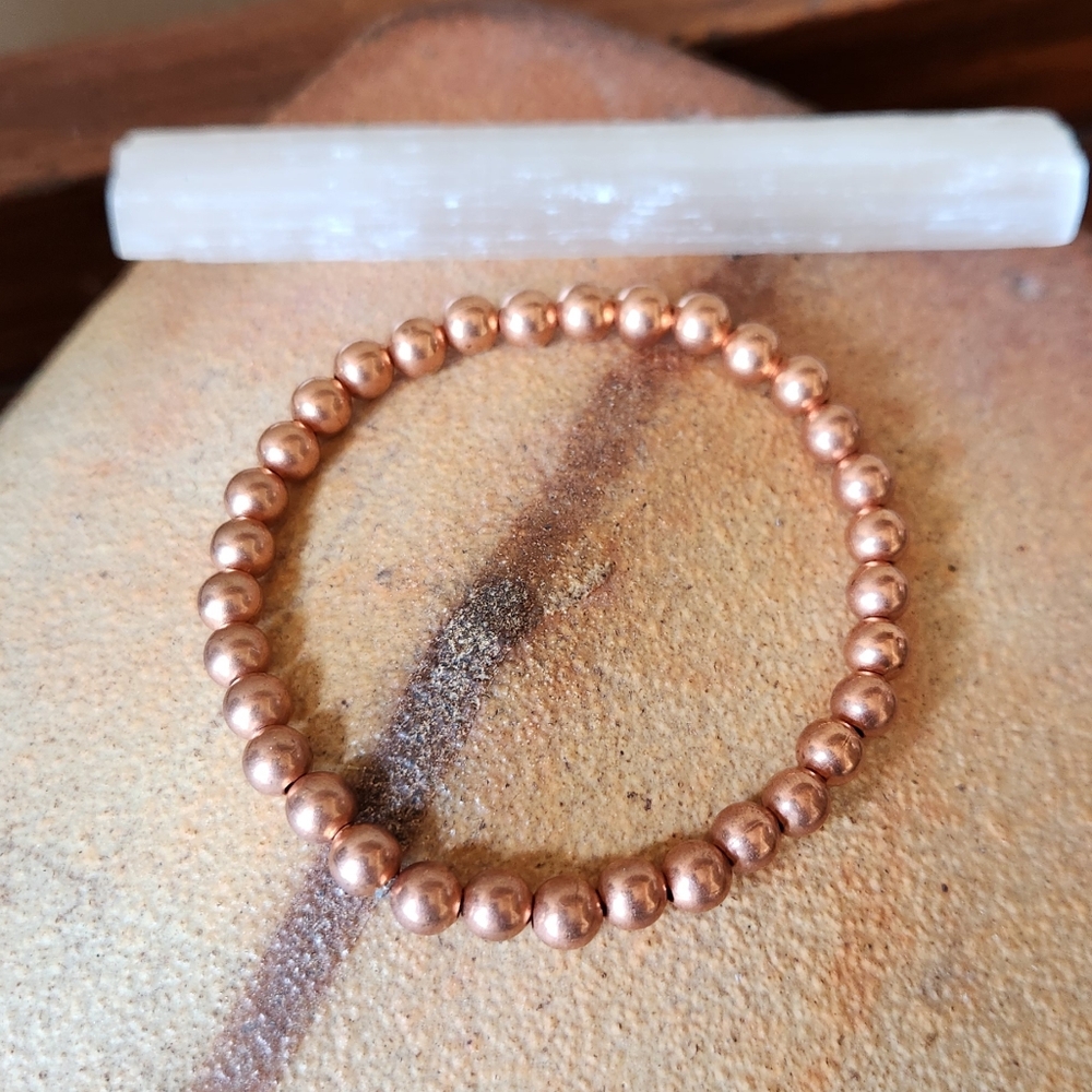 Bohemian Copper beaded stretch healing bracelet. Sizes 6.5 -7.5